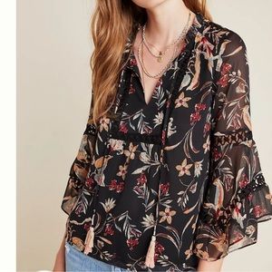 Anthropologie Maeve Odette Floral Peasant Blouse
